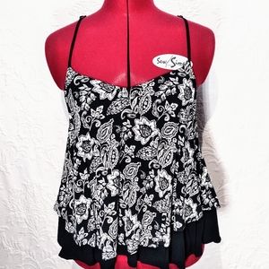 Abercrombie Floral Black White Layered Cami Tank Small